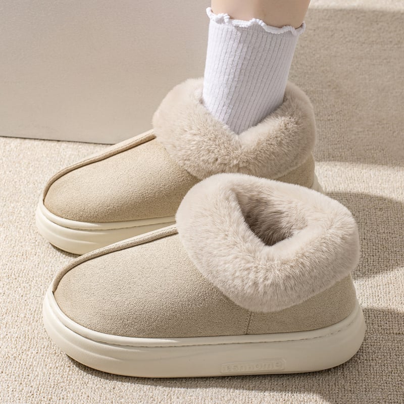 Sieviešu ziemas sniega zābaki ar fleece iekšējo oderi, augsts augšdaļas dizains, pretslīdes EVA zole, apaļš purns