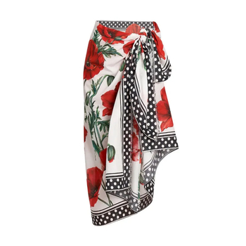 Μονόσωμο μαγιό με φούστα από γάζα πάνω του, προστασία από τον ήλιο, με πουά εκτύπωση, κάλυψη κοιλιάς, με επενδύσεις για το στήθος