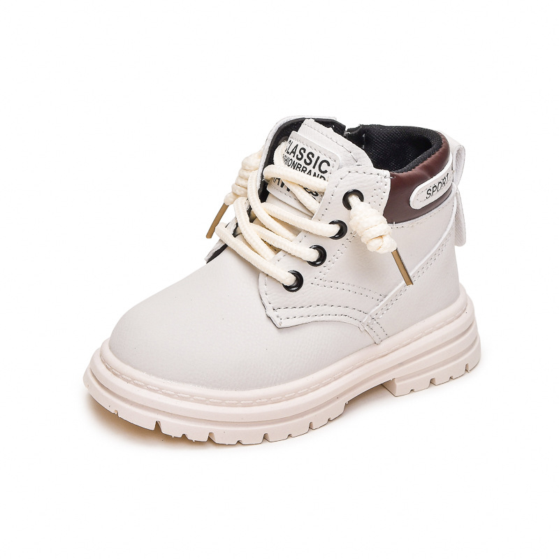 Gyerekeknek szánt Martin csizma, brit stílusú, oldalsó cipzárral — mikroszálas bőr felsőrész, gumírozott talp, vízálló és csúszásmentes