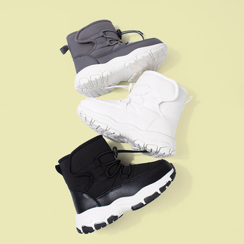 Bērnu ziemas apavi potītes augstumā, fleece iekšējā odere, ūdensatgrūdošs audums, unisex, sporta stils, vecums 4–16 gadi