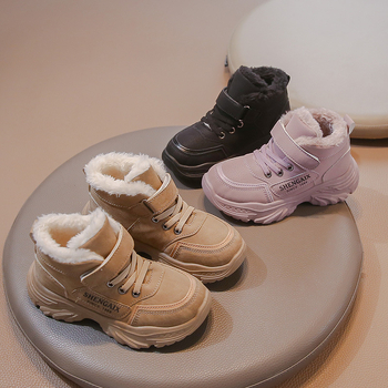 Meitenēm ziemas zābaki ar fleece iekšējo oderi, Velcro aizdare, augšējā virsma no mākslīgās ādas, gumijas zole, bieza konstrukcija, vecums 4–12 gadi