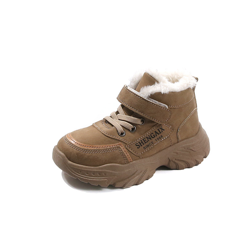 Meitenēm ziemas zābaki ar fleece iekšējo oderi, Velcro aizdare, augšējā virsma no mākslīgās ādas, gumijas zole, bieza konstrukcija, vecums 4–12 gadi