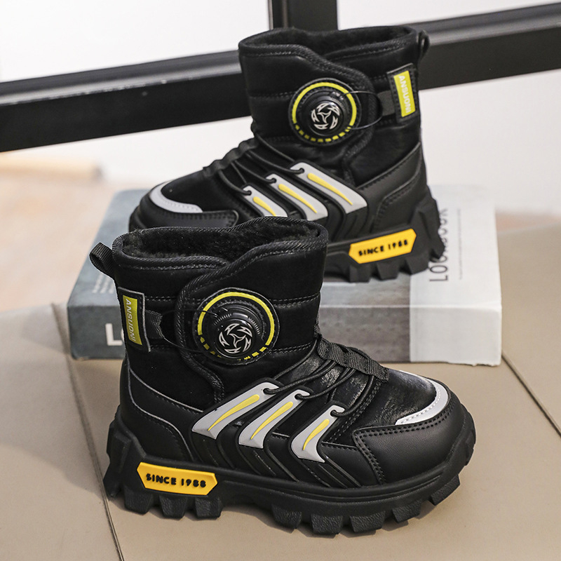 Casual παιδικά χειμωνιάτικα μποτάκια, με φλις επένδυση, υψηλό άνω μέρος από Umbrella Cloth, εσωτερική σόλα από μεγάλο βαμβάκι, σόλα PVC, δάκτυλο με σχέδιο ψαροκόκαλο