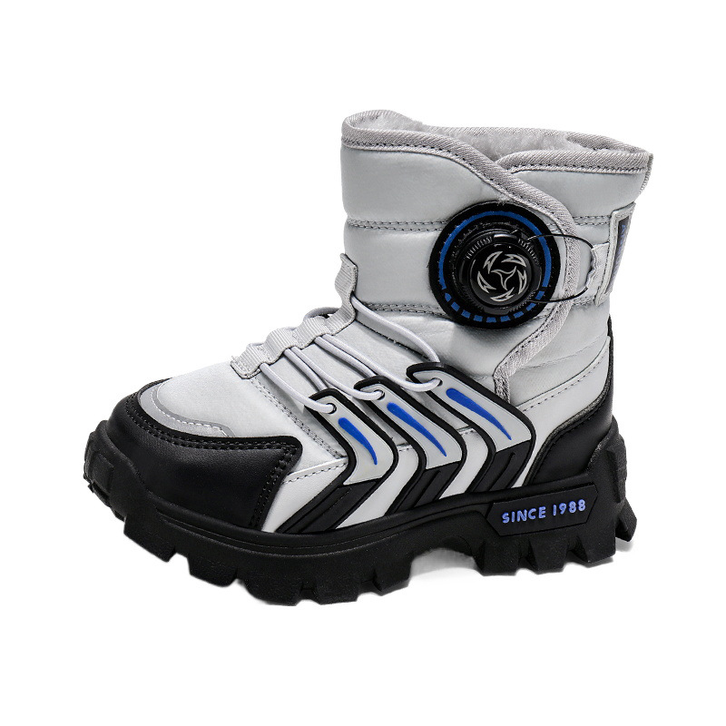 Casual παιδικά χειμωνιάτικα μποτάκια, με φλις επένδυση, υψηλό άνω μέρος από Umbrella Cloth, εσωτερική σόλα από μεγάλο βαμβάκι, σόλα PVC, δάκτυλο με σχέδιο ψαροκόκαλο