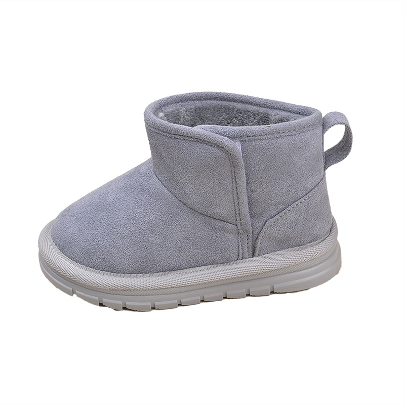 Vaikų žieminiai aulinukai iki kulkšnies su velūro viršutine dalimi, veliūrine vidinė danga, Velcro užsegimas, atspari dėvėjimui padas, 1–12 metų.