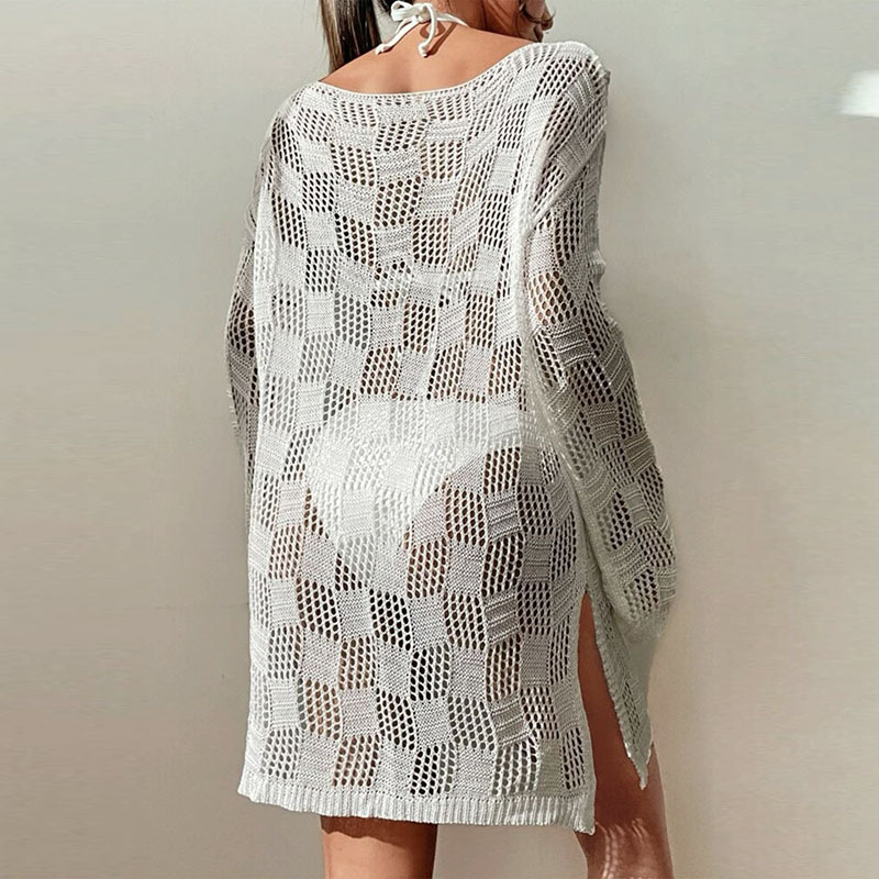 Moteriškas pliažo megztinis su iškirpimo dizainu, iš poliesterio; poliesterio pamušas; 210 g audinio svoris; saulės apsauga; tinkamas žygiams, stovyklavimui ir plaukiojimui.