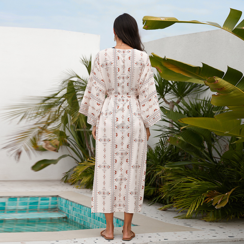 Γυναικείο θαλάσσιο κάλυμμα για μπικίνι με μακριά φούστα, αντηλιακό ρούχο, 100% πολυεστέρας, επένδυση 100% πολυεστέρας, 280 g, κατάλληλο για κολύμβηση/βάδισμα, για ενήλικες γυναίκες