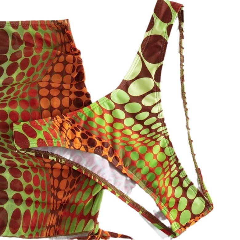 Τριών τεμαχίων γυναικείος μαγιό με τύπωμα Totem, εξωτικού στυλ, με επένδυση στήθου· ύφασμα 82% πολυεστέρας, επένδυση 95% ελαστάν, βάρος 260 g/m2