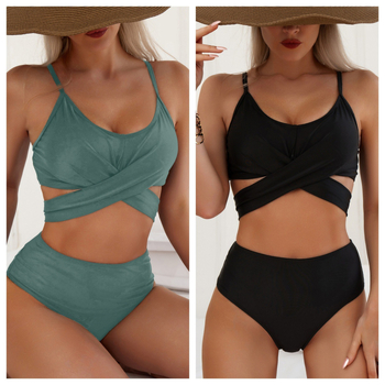 Dviejų dalių bikinis maudymosi kostiumėlis su krūtinės pagalvėlėmis, be spyruoklių; poliesteris 83%, pamušalas 17%, 150 g/m²; be rankovių