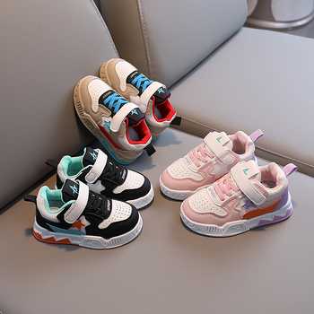 Bērnu Velcro kurpes – pretslīdēšana, izturīgas, PU augšdaļa, gumijas zole, zems augšdaļu profils, abstrakta raksts, pavasaris un rudens