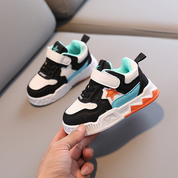 Bērnu Velcro kurpes – pretslīdēšana, izturīgas, PU augšdaļa, gumijas zole, zems augšdaļu profils, abstrakta raksts, pavasaris un rudens