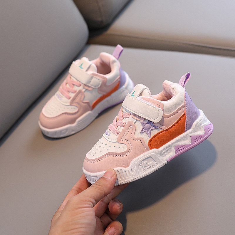 Bērnu Velcro kurpes – pretslīdēšana, izturīgas, PU augšdaļa, gumijas zole, zems augšdaļu profils, abstrakta raksts, pavasaris un rudens