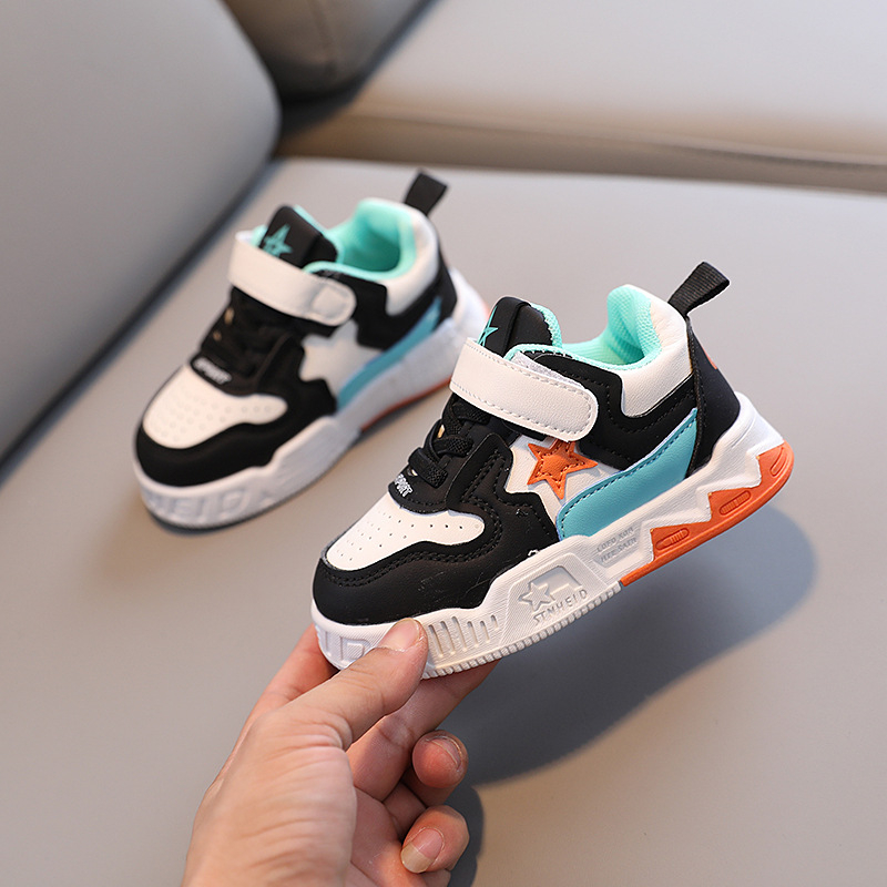 Bērnu Velcro kurpes – pretslīdēšana, izturīgas, PU augšdaļa, gumijas zole, zems augšdaļu profils, abstrakta raksts, pavasaris un rudens