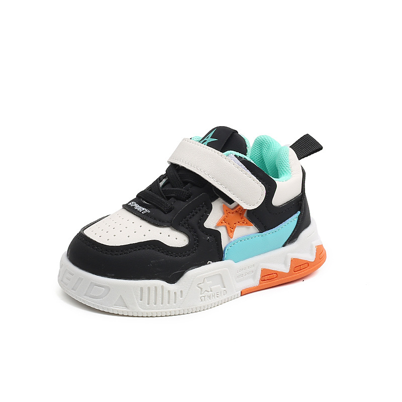 Bērnu Velcro kurpes – pretslīdēšana, izturīgas, PU augšdaļa, gumijas zole, zems augšdaļu profils, abstrakta raksts, pavasaris un rudens