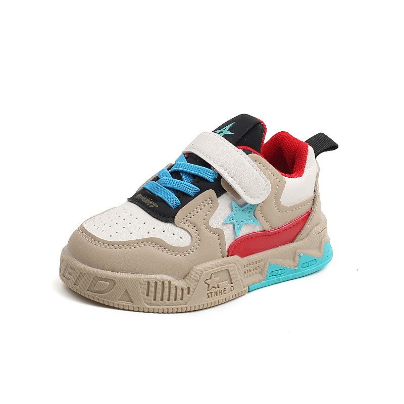 Bērnu Velcro kurpes – pretslīdēšana, izturīgas, PU augšdaļa, gumijas zole, zems augšdaļu profils, abstrakta raksts, pavasaris un rudens