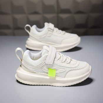 Παιδικά παπούτσια τρεξίματος με διαπνέον επάνω μέρος από δίχτυ, ελαφριά, Velcro κλείσιμο, σόλα EVA, για ηλικίες 7–12, unisex.