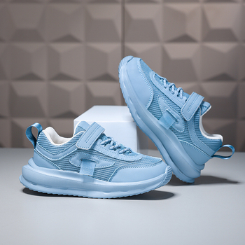 Παιδικά παπούτσια τρεξίματος με διαπνέον επάνω μέρος από δίχτυ, ελαφριά, Velcro κλείσιμο, σόλα EVA, για ηλικίες 7–12, unisex.