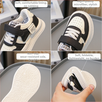 Bērnu sporta apavi ar Velcro aizdari, zemas augšdaļas, gumijas zole, augšdaļa no mākslīgā PU, iekšējā odere no mākslīgās ādas, korejiešu stils, pavasaris un rudens
