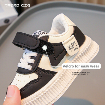 Bērnu sporta apavi ar Velcro aizdari, zemas augšdaļas, gumijas zole, augšdaļa no mākslīgā PU, iekšējā odere no mākslīgās ādas, korejiešu stils, pavasaris un rudens