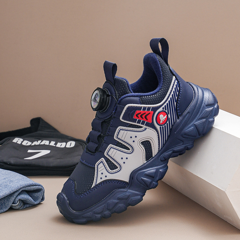 Unisex bērnu sporta kurpes ar fleece oderi, augšdaļa no mākslīgās ādas, MD zole, pagriežama sprādze