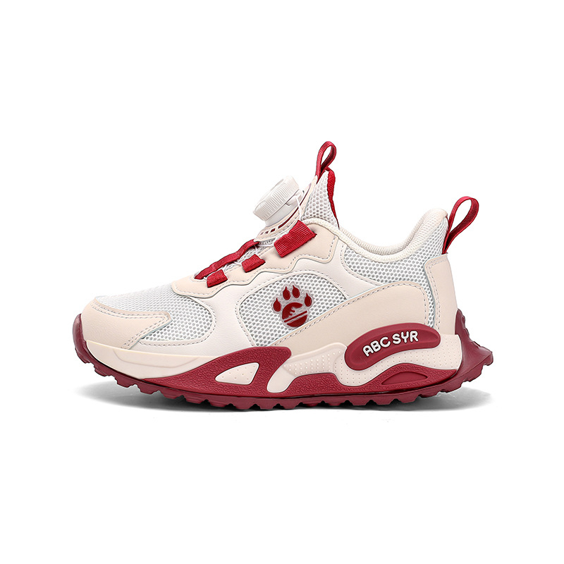 Fiúknak készült futócipő: lélegző hálós felsőrész, mesterséges bőr, EVA talp, forgó gombos zárás, könnyű és ütéscsillapító