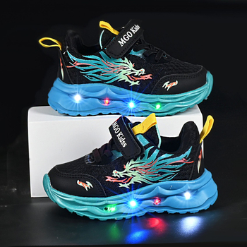 Παιδικά παπούτσια τρεξίματος, επάνω μέρος από δίχτυ και δέρμα, αναπνεύσιμα, ελαφριά, ανθεκτικά, κλείσιμο Velcro, αντιολισθητική εξωτερική σόλα