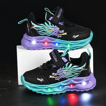 Παιδικά παπούτσια τρεξίματος, επάνω μέρος από δίχτυ και δέρμα, αναπνεύσιμα, ελαφριά, ανθεκτικά, κλείσιμο Velcro, αντιολισθητική εξωτερική σόλα