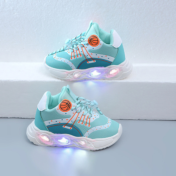 Unisex παιδικά παπούτσια LED με αισθητήρα, υφασμάτινο πάνω μέρος, σόλα EVA, αναπνέοντα και ελαφριά