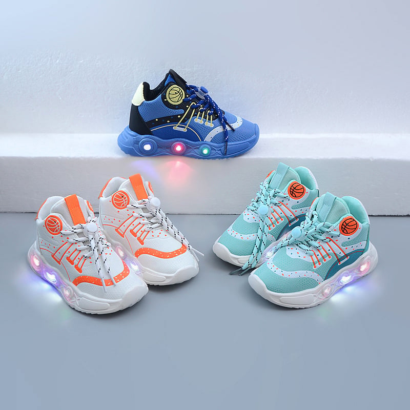 Unisex παιδικά παπούτσια LED με αισθητήρα, υφασμάτινο πάνω μέρος, σόλα EVA, αναπνέοντα και ελαφριά