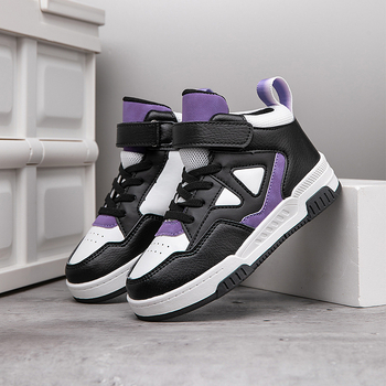 Παιδικά αθλητικά παπούτσια με διαπνοή και αδιάβροχο επάνω από τεχνητό PU, υψηλό άνω μέρος, Velcro κλείσιμο, σόλα TPR