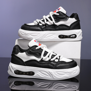 Bērnu sporta kurpes ar sintētisko ādu, bieza zole, priekšējā aizvēršana ar šņorēm, kompozīta zole, tīklveida iekšpuse