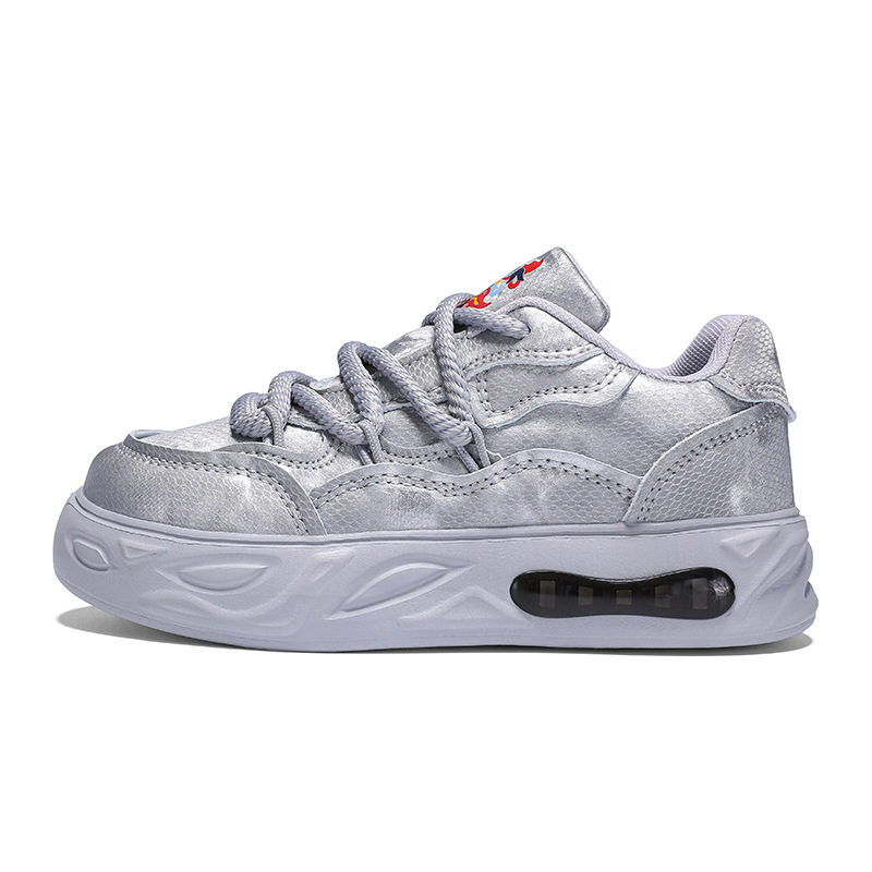 Bērnu sporta kurpes ar sintētisko ādu, bieza zole, priekšējā aizvēršana ar šņorēm, kompozīta zole, tīklveida iekšpuse