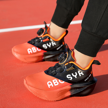 Unisex παιδικά αθλητικά παπούτσια με περιστρεφόμενη αγκράφα, επάνω μέρος από τεχνητό δέρμα, αδιάβροτα, ελαφριά, MD σόλα, για ηλικίες 4–16 ετών