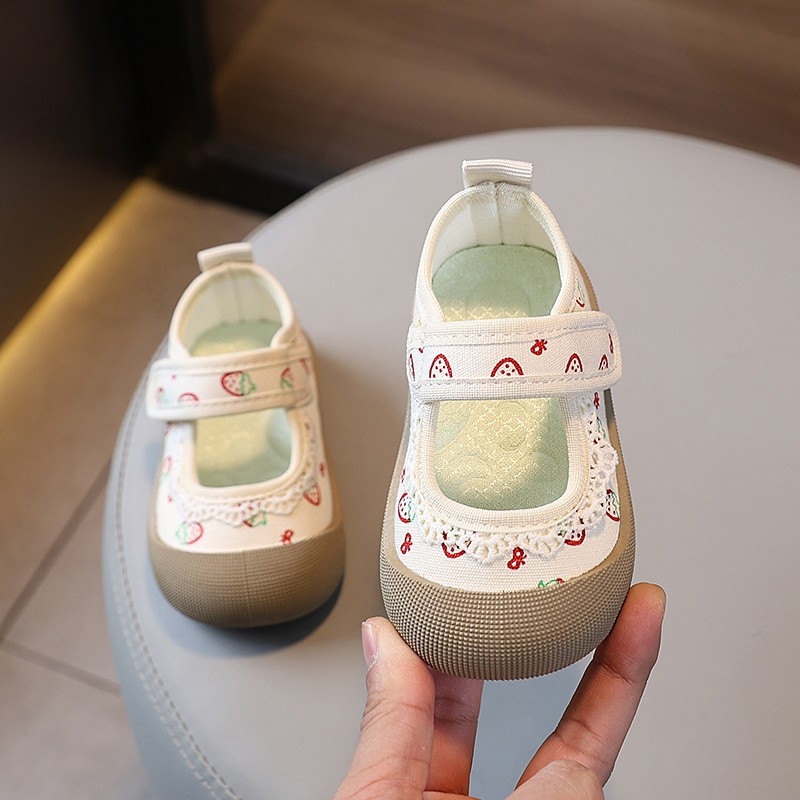 Meitenēm paredzētas platnainas kurpes ar gumijas zoli, Velcro aizdare, zems potītes augums, korejiešu stils (Pavasaris 2025)