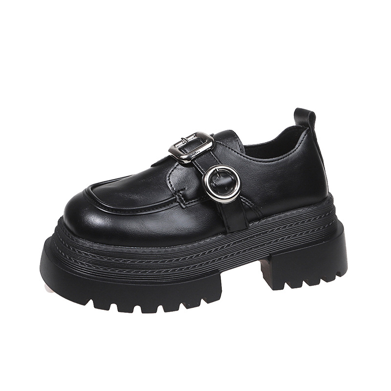 Moterų loaferiai: apvali nosis, PU viršus, stora kuln, guma padas, kulno aukštis 3-5 cm