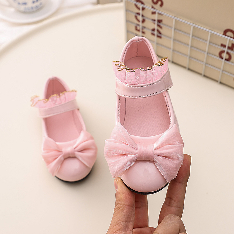 Lányoknak szóló hercegnőcipő Velcro zárás, PU felső rész, gumírozott talp, puha talp, tavasz–ősz