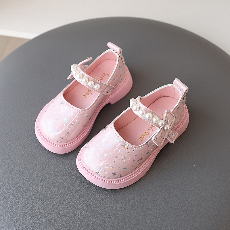 Lányoknak készült bőrcipő Velcro zárással, felső rész microfibér, PU belső talp, gumírozott csúszásmentes talp, 2–6 éveseknek, 2025 tavasz