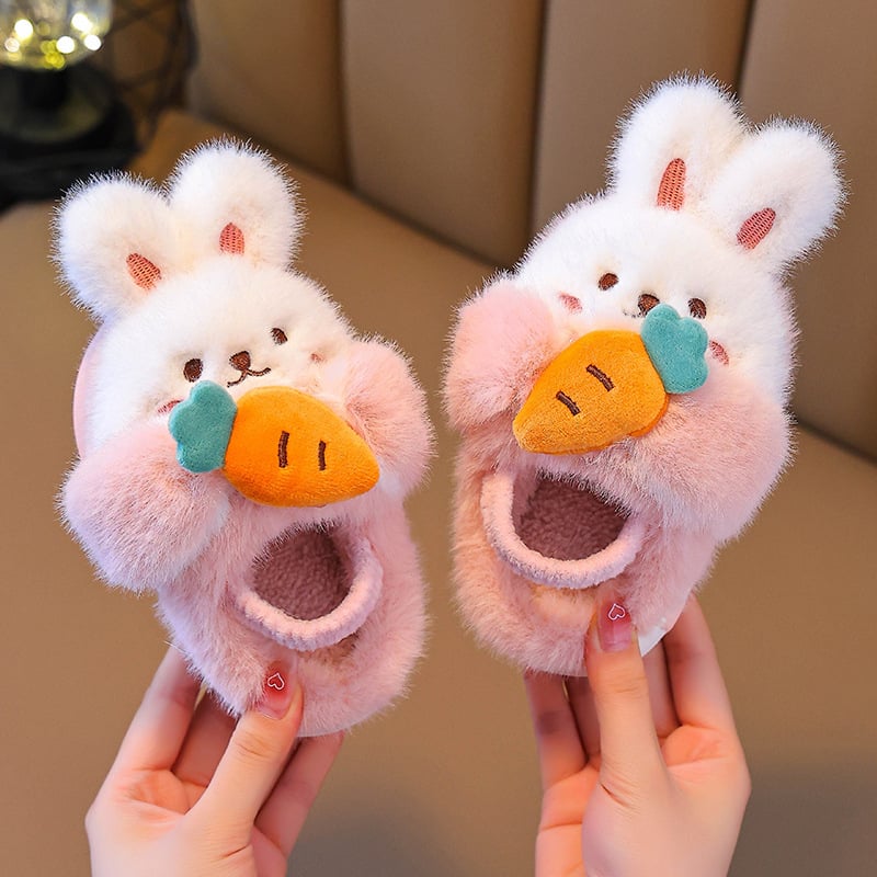 Bērnu iekšējās čības ar karikatūras rakstu, pūkaina augšdaļa, EVA zole, izlaists 2024. gada rudens