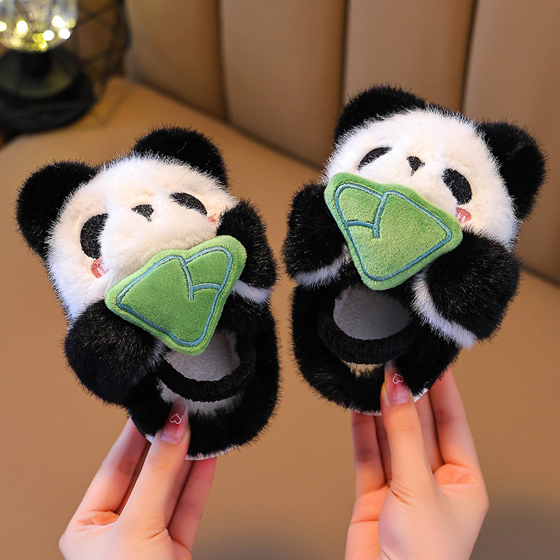 Bērnu iekšējās čības ar karikatūras rakstu, pūkaina augšdaļa, EVA zole, izlaists 2024. gada rudens