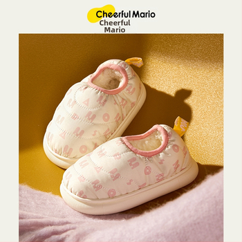 Bērnu iekšējās kurpītes no kokvilnas, siltas ar pūkainu augšpusi, karikatūru stila, zēniem un meitenēm, vecuma grupai 1–3 un 4–6 gadi; augšējā daļa: down cloth; zole: PVC; biezums: biezināts