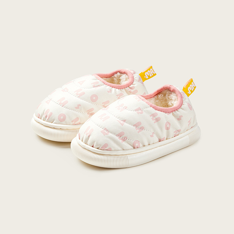 Bērnu iekšējās kurpītes no kokvilnas, siltas ar pūkainu augšpusi, karikatūru stila, zēniem un meitenēm, vecuma grupai 1–3 un 4–6 gadi; augšējā daļa: down cloth; zole: PVC; biezums: biezināts