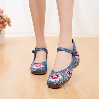 Hanfu hímzett cipő, etnikus vászon felsőrész, wedge sarok 1–3 cm, belső pamut, textil talp, nőknek, nyár–tavasz–ősz