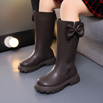 Gyermek Martin csizma fleece béléses, térdig érő, oldalsó cipzárral, PU felső rész, gumitalp