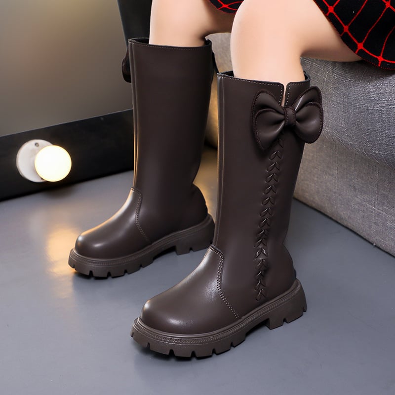 Gyermek Martin csizma fleece béléses, térdig érő, oldalsó cipzárral, PU felső rész, gumitalp