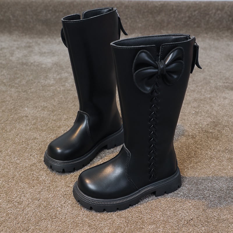 Gyermek Martin csizma fleece béléses, térdig érő, oldalsó cipzárral, PU felső rész, gumitalp