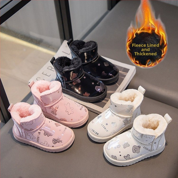 Bērnu potītes zābaki ar karikatūras stilu, fleece iekšējā odere un siltu kokvilnu, augšējais materiāls – sintētiskā āda, vecuma grupa 4-6 gadi