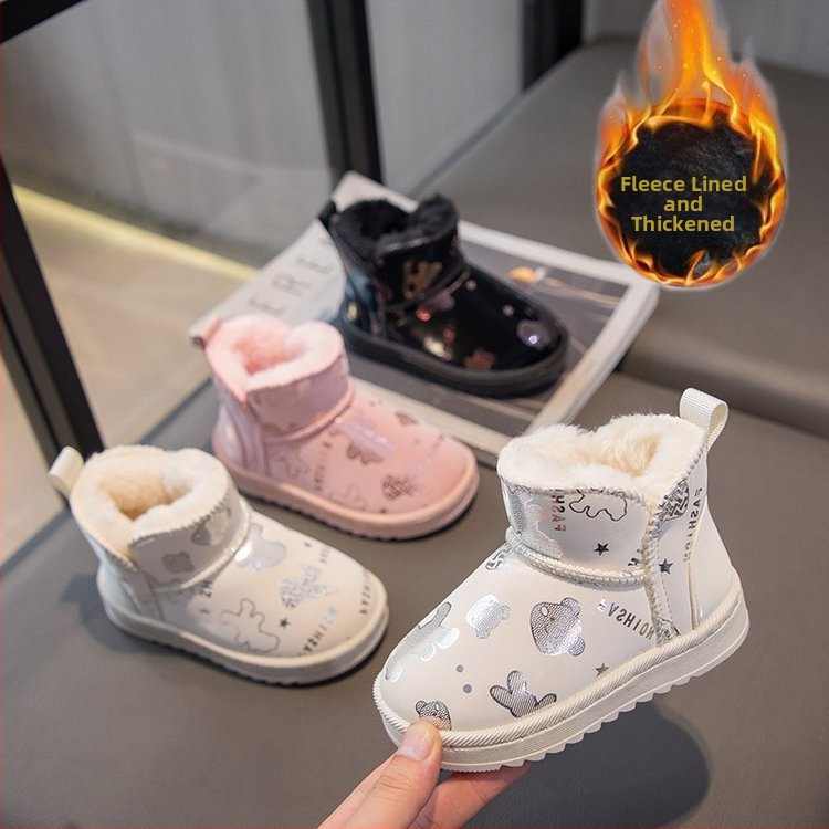 Bērnu potītes zābaki ar karikatūras stilu, fleece iekšējā odere un siltu kokvilnu, augšējais materiāls – sintētiskā āda, vecuma grupa 4-6 gadi