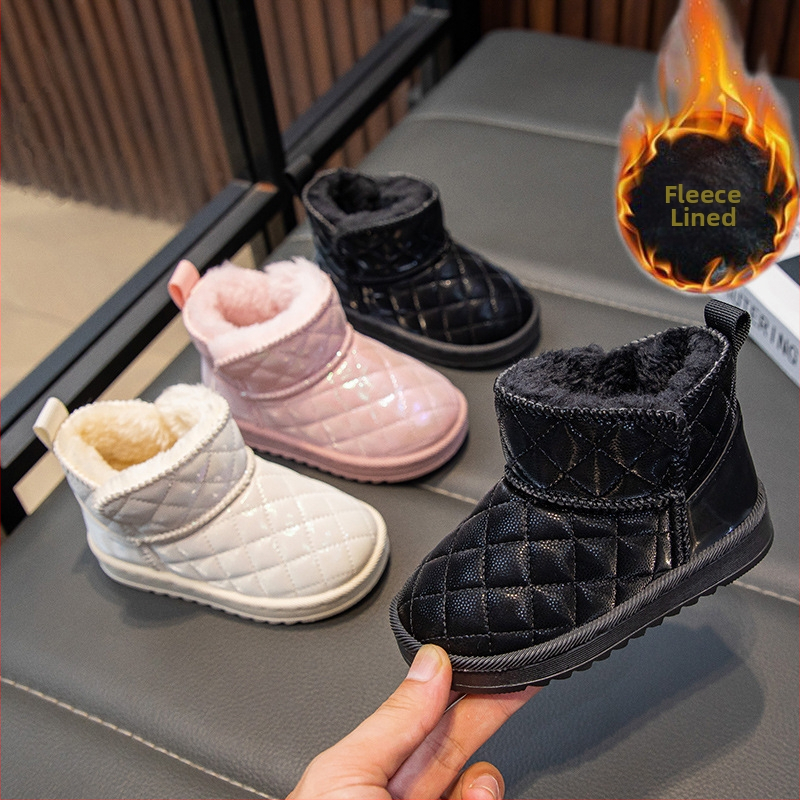 Vaikų kulkšninių batų Cartoon stiliaus, su fleece vidumi ir šilta medvilne, viršutinė medžiaga – sintetinė oda, 4-6 metų amžiaus