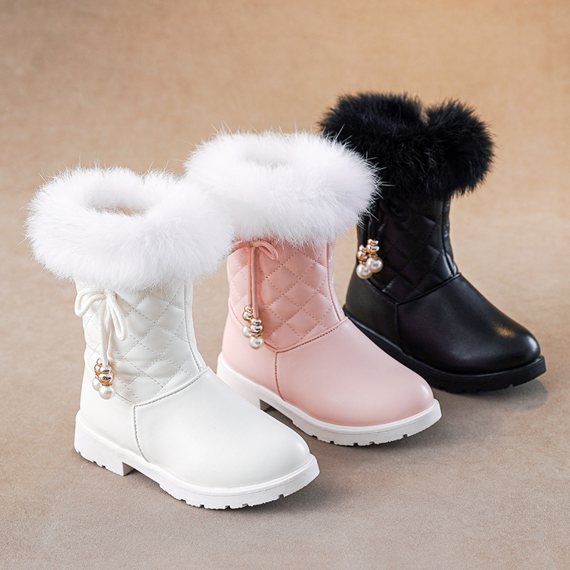 Lányoknak való bakancs, koreai stílus, fleece bélés, oldalsó cipzár, PU felsőrés, 4–16 évesek, téli 2024