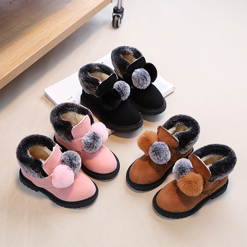 Meitenēm sniega zābaki ar flises odere, siltas un vieglas, Velcro aizdare; augšdaļa: mākslīgā āda, zole: TPR, vecums 1–6 gadi